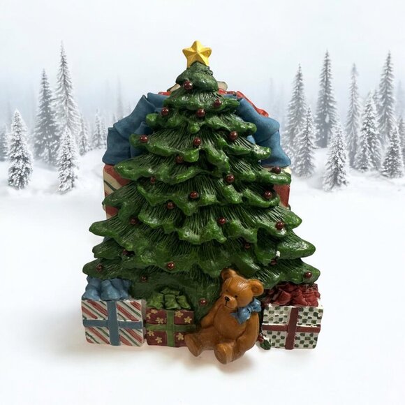 Susan Winget 4 Coaster Set w/ Christmas Tree Holder Ceramic Hand Painted Vintage - Picture 2 of 12